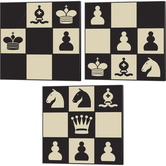 Great Art Now Chess Puzzle by Jacob Green 3 Piece Canvas Art Set Each 14"W x 14"H