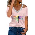 thumbnail image 1 of Camisetas Casuales para Mujeres Correa de Hombro de Verano Camiseta con Cuello en V, Manga Corta Top Ligero para el Hogar Y la Fiesta, 1 of 6