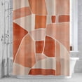 thumbnail image 3 of Geometric Pattern Shower Curtain for Bathroom Decor, Abstract Orange Square Modern Art Waterproof Fabric Shower Curtain, 48"x72" Set with 12 Hooks, 3 of 9