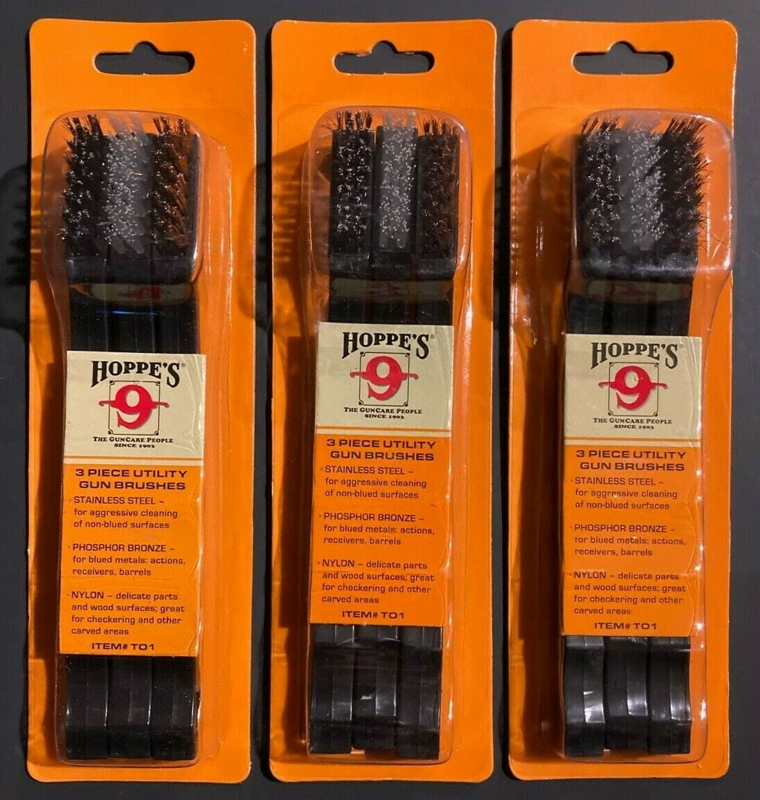 (3 Packs) Hoppe's 3 Piece Gun Cleaning Brush Set, Phosphor Bronze