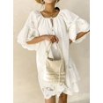 thumbnail image 7 of Women's Eyelet Embroidered Tassel Tie Neck Dress with Ruffled Hem Cotton % Fabric for Everyday Casual Summer Wear, 7 of 7