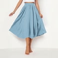 thumbnail image 5 of Ygbgbb Women's Crinkled Maxi Skirt Elastic Waist Flowy A-Line Long Skirt Lightweight Summer Casual Pleated Skirt for Vacation and Daily Wear Light Blue Free Size, 5 of 9