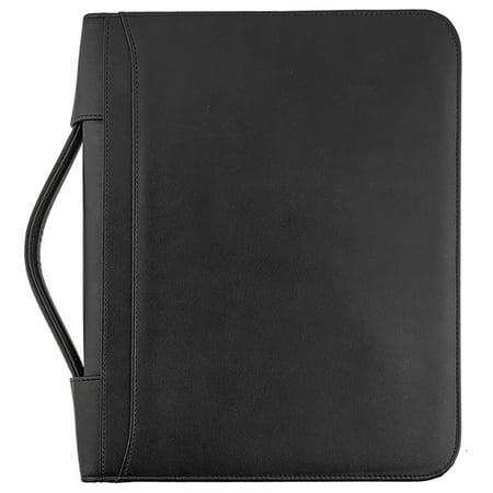 Zippered Leather Portfolio - MSP Professional Portfolio Briefcase with Smart Handle ,Binder Sleeve Pockets, Zipper Closure, PU leather (MSP043-BLACK)