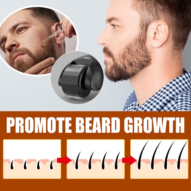 Aceite esencial de barba natural, regalo antipérdida de cabello para hombres, herramienta de masaje con microagujas Tmvgtek Cuidado Belleza