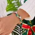 thumbnail image 4 of NICKSUN Christmas Enamel Stretch Bangle Bracelet for Women, Snowman Xmas Tree Sleigh Enamel Statement Bracelet, Festive Holiday Costume Jewelry for Party Christmas Gift Stocking Stuffer, 4 of 7