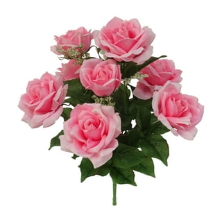 12-inch Artificial Silk Pink Large Single Rose Short Stem, for Indoor Use,  by Mainstays 