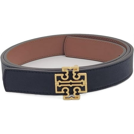 Tory Burch 141739 Britten Logo Black/Classic Tan With Gold Hardware Reversible 1 Inch Width Women's Belt Size XL