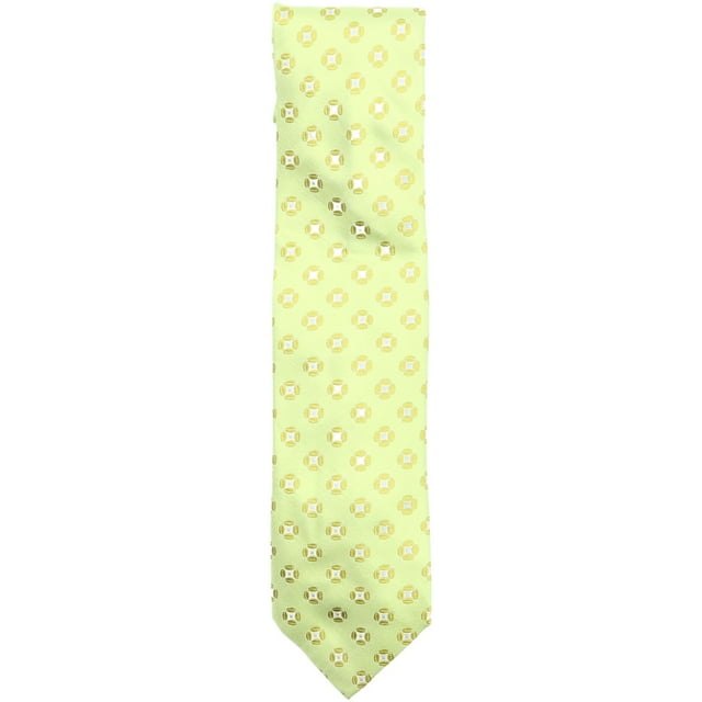 Dolcepunta Men's Tea Green / White Sky Blue Geometric Floral Necktie - One Size