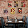 thumbnail image 2 of Set of 6 Vintage Gas Station Tin Signs - Retro Metal Wall Art Decor for Home Bars, Clubs, Cafes - American Classics Lady Motor Bike Design - 8x12 Inch, 2 of 5