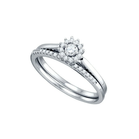 10k white gold round natural diamond womens halo wedding bridal ring set 25 cttw - Wedding Engagement Ring Sets 10k white gold round natural diamond womens halo wedding bridal ring set 25 cttw - Wedding Engagement Ring Sets