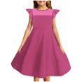 thumbnail image 1 of Mgmyaa Robe Fille Été Dentelle Manches à Volants Maille Ligne A Décontractée Robes de Soirée avec Poches 4-14 Ans, 1 of 5