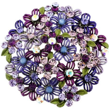 - Purple Flower Bridal Wedding Crystal Pin Brooch and Pendant
