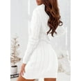 thumbnail image 3 of Long Sleeve Womens Cable Knit Sweater Dress Bodycon Turtleneck Mini Fall Winter Knit Wear, 3 of 5