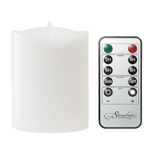 Stonebriar 3 Count White Real Wax 3x4 Flameless LED Pillar Candles with Remote and Timer