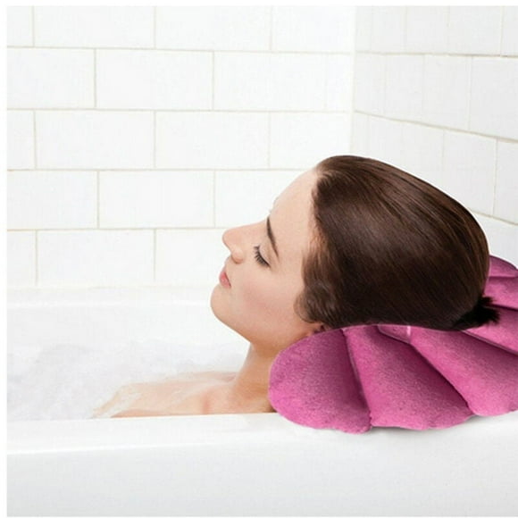 Amerteer Inflatable Bath Pillow Flower Shaped Spa Neck Support Bath Pillow with Suction Cups for Bathtub Hot Tub Jacuzzi Whirlpool Home Spa Tub