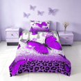 thumbnail image 2 of Homewish Chic Butterfly Twin Duvet Cover for Girls, Purple Leopard Print Twin Bedding, Polka Dots Reversible, 2 Pieces 1 Duvet Cover and 1 Pillowcase, 2 of 5