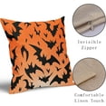 thumbnail image 4 of Halloween Pillow Covers 18x18 Set of 2 Orange Black Halloween Room Decor Halloween Bats Decorative Throw Pillows Holiday Decorations Pillowcase Outdoor Square Linen Cushion Case for Bed Sofa Couch, 4 of 6