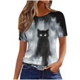 thumbnail image 4 of asdoklhq Plus Size Halloween Tshirt for Women Cotton Women's Halloween Printed Short Sleeved Round Neck Top/shirt Multicolor 4X, 4 of 5