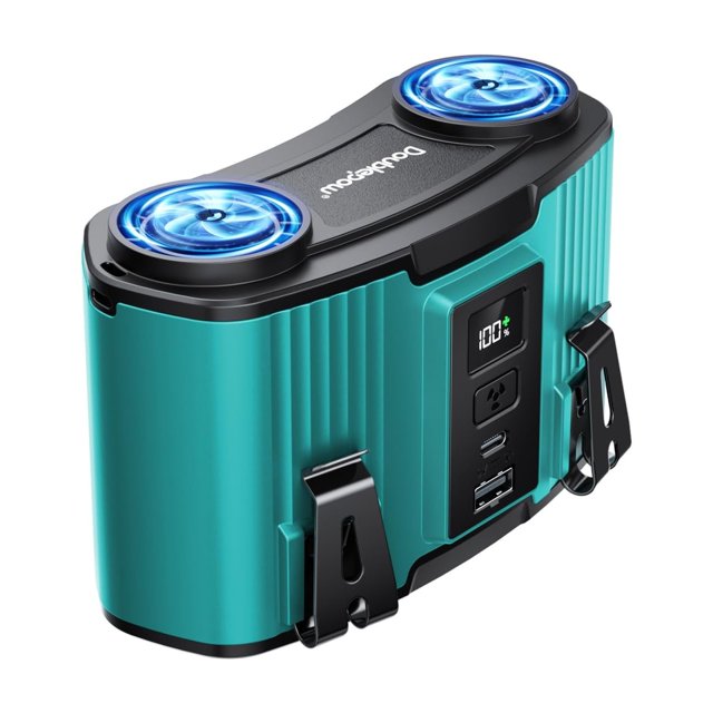 Ventilador de cintura Astaowl, 1200 mAh, recargable por USB, 10 velocidades, azul