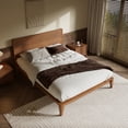 thumbnail image 2 of Euroco Mid-Century Full Size Platform Bed, Bamboo Wood Bed for Bedroom, Brown, 2 of 10