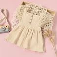 thumbnail image 1 of Seyurigaoka Baby Girls Dress, Solid Color Short Sleeves Square Neck One-piece, 1 of 7