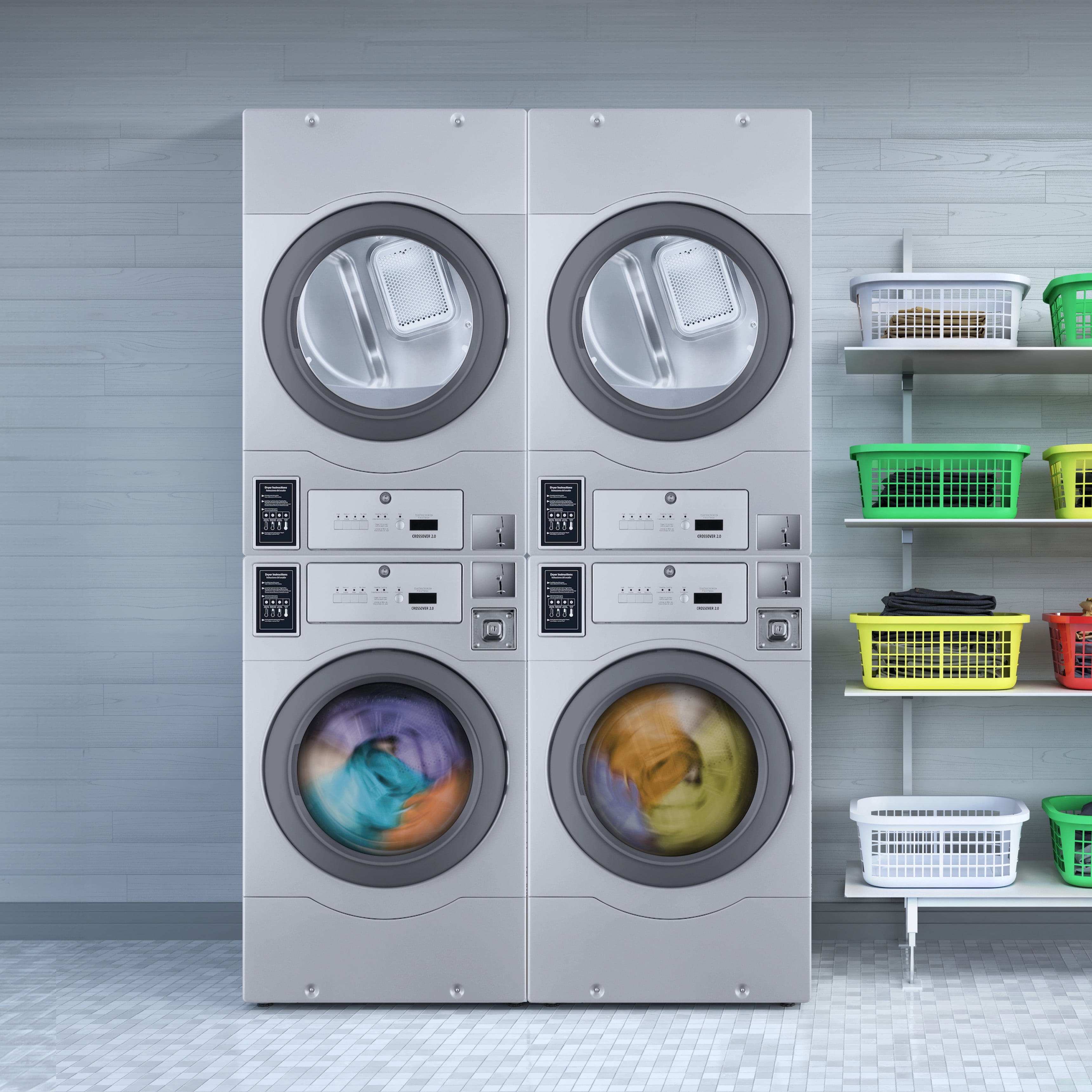 Crossover 2.0 by Wascomat 7-cu. ft. Coin Operated Gas Commercial Dryer Stacked Units, GAS DRYER/DRYER STACK