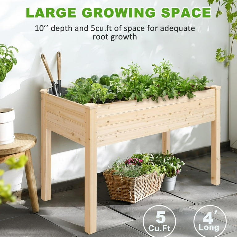 Wooden Raised Garden Bed, 30''H Elevated Outdoor Planter Box Wooden Raised Garden Bed, 30''H Elevated Outdoor Planter Box