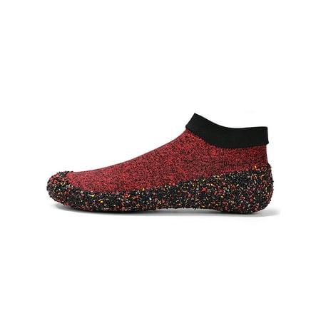 

Lacyhop Womens Mens Aqua Socks Barefoot Yoga Shoe Quick Dry Water Shoes Hiking Athletic Sock Sneaker Anti-Slip Knit Upper Sneakers Dark Red 7.5