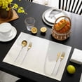 thumbnail image 3 of Cream Geometric Placemats Set of 6, Modern White Stripe Abstract Distortion Art Placemats for Dining Table, Place Mats for Kitchen Tabletop, Waterproof Wipeable Dining Table Mats Set, 3 of 9