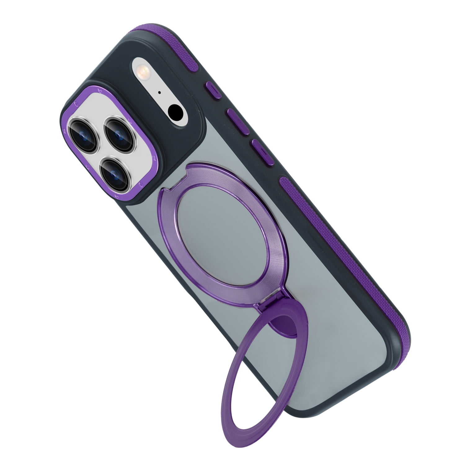Matte Finish Protective Cover with Wireless Charging and Stand for iPhone 17 Pro Max - Purple