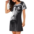 thumbnail image 2 of Fotbe Monochrome Giraffe Expression Pattern Women's Cotton Nightgown Sleepwear Short Sleeves Shirt Casual Print Sleepdress, 2 of 6