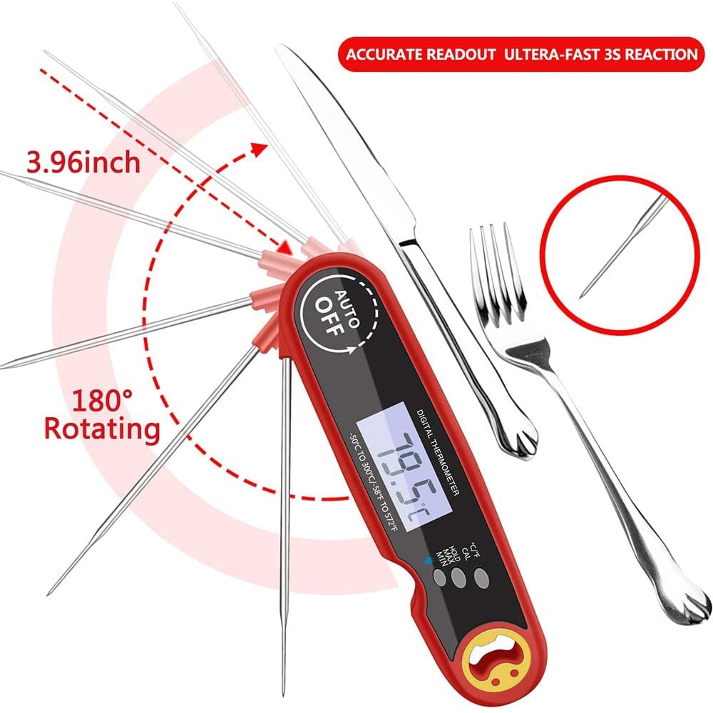 Visland Meat Thermometer - Instant Read Thermometer Digital Cooking Thermometer, Candy Thermometer with Super Long Probe for Kitchen BBQ Grill Smoker