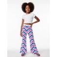 thumbnail image 4 of 5-6Y Girls Colored Flared Pants Digital Print Trousers Slim-Fit Wide Leg Flare for Spring Summer Autumn, 4 of 6