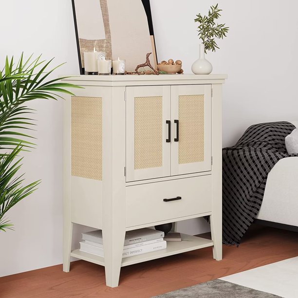 Simzone Accent Buffet with Storage, Rattan Sideboard Entryway with