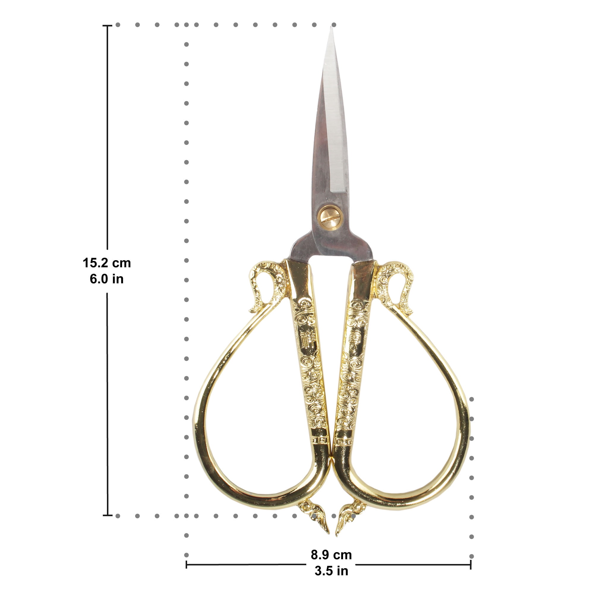 JubileeYarn Antique Style Heirloom Craft Embroidery Scissors w/Decorative Cast Handles Classic Chinese Look 3 Piece Set - Copper, Gunmetal Grey, Gold