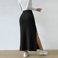 thumbnail image 5 of Landzoo Women's High Waist Stretchy Rib Knit Split Slit Hem Midi Pencil Skirt Fashionable Casual Women's Skirt, 5 of 8