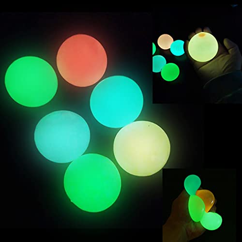 Sticky Balls, Sticky Wall Balls Glowing in The Dark(6 Pcs), Balls for