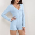 thumbnail image 2 of Ensemble de Pyjama Bodycon pour Femmes Printemps Aguichant Col en V Manches Courtes Combishort, 2 of 4