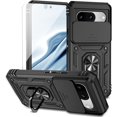 thumbnail image 1 of for Google Pixel 8 Case with Slide Camera Cover HD Screen Protector [Military Grade 16ft. Drop Tested] Magnetic Ring Holder Kickstand Protective Phone Case for Google Pixel 8 2023 (6.2 inch), Black, 1 of 5