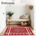 thumbnail image 3 of ODIKA 2'x3' Machine Washable Non-Slip Area Rug, Elegant Nordic Snowflake Arrangement with Stylized Pinecone Highlights High Traffic Rug with Pad, Red, 507732, 3 of 8