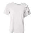 thumbnail image 5 of TIHLMK Womens Shirts White Women Casual O Neck Solid Color Lace Short Sleeve Tops Blouse T Shirt Gift for Womens Tops, 5 of 7