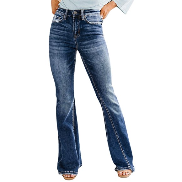 Tittly Jeans for Women Flare Pants Women'S Solid Color High Waisted Stretch Trim Flare Jeans High Waisted Jeans High Waisted Pants for Women A L