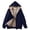 Navy, variant on Women's Zipper Hooded Plush Coat Drawstring Sweater Sweatshirt Navy M