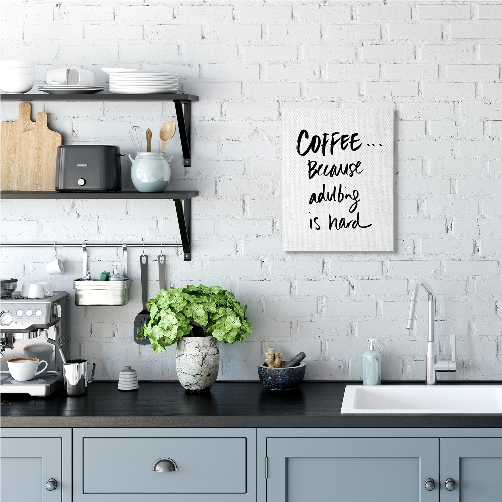 Stupell Industries Adulting is Hard Phrase Kitchen Coffee Humor,16 x 20,Designed by Sd Graphics Studio