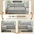 thumbnail image 4 of Muumblus Convertible Sofa Bed, Sectional Sleeper Sofa with Storage Chaise, L-Shaped Couch for Living Room, Light Gray Chenille, 4 of 13