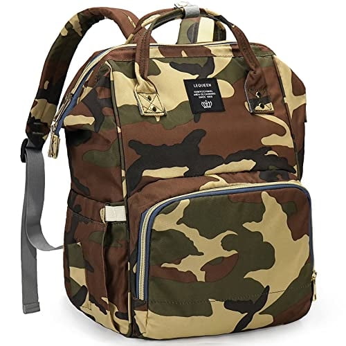 Mochila de pañales para papá, lona impermeable, estampado camuflaje, bolsa mamá cuidado bebés y viajes (jungla)