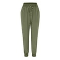 thumbnail image 4 of up to 60% off Gifts Usmixi Womens Drawstring Trousers Casual Solid Elastic Waist Long Pants Cotton Linen Plus Size Straight Tapered Pants with Pocket Army Green s, 4 of 5