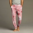 thumbnail image 2 of Wutalume Men's Drawstring Pocket Cuffed Casual Pants with Festive Christmas Print, Soft Home Sleep Pants for Holiday Season and Cozy Nights,Watermelon Red 3XL, 2 of 7