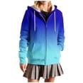 thumbnail image 3 of XPMWRP Womens Zip Up Hoodies Fashion Casual Drawstring Jacket Long Sleeve Oversized Sweatshirts Gradient Color Streetwear Coat Dark Blue L, 3 of 8