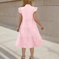 thumbnail image 4 of Gamivast Girls Summer Dress Cute Ruffle Cap Sleeve Dress V-Neck Flowy A Line Mini Dress Sundress Vacation Casual Beach Dress Pink 10-11Y Vestidos De Verano Para Niña, 4 of 8
